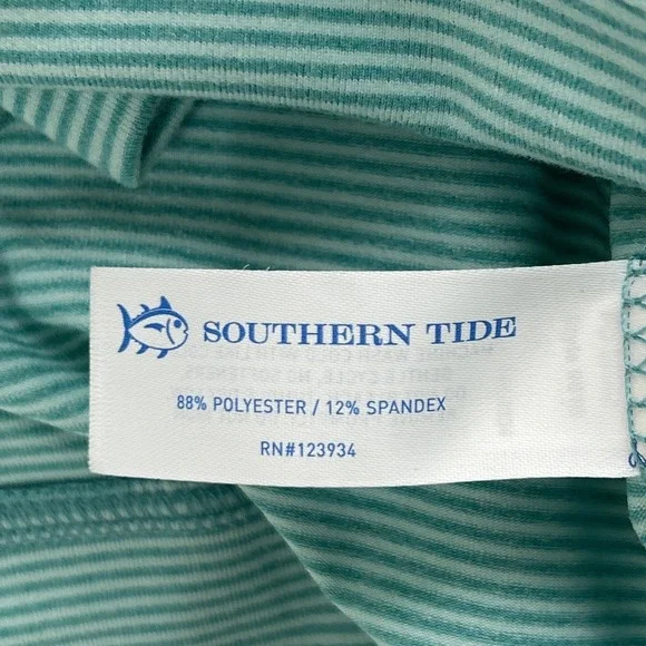 Southern Tide 1/4 Zip Men XL Mint Green Striped Performance Pullover Lightweight - Picture 10 of 11
